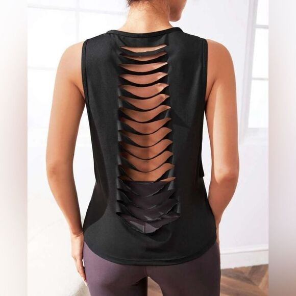 Yoga Sxy 1pc Ladder Cut Out Back Sports Tank Top - Picture 1 of 10